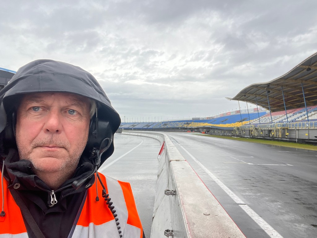 enjoying myself at the wet Pit lane